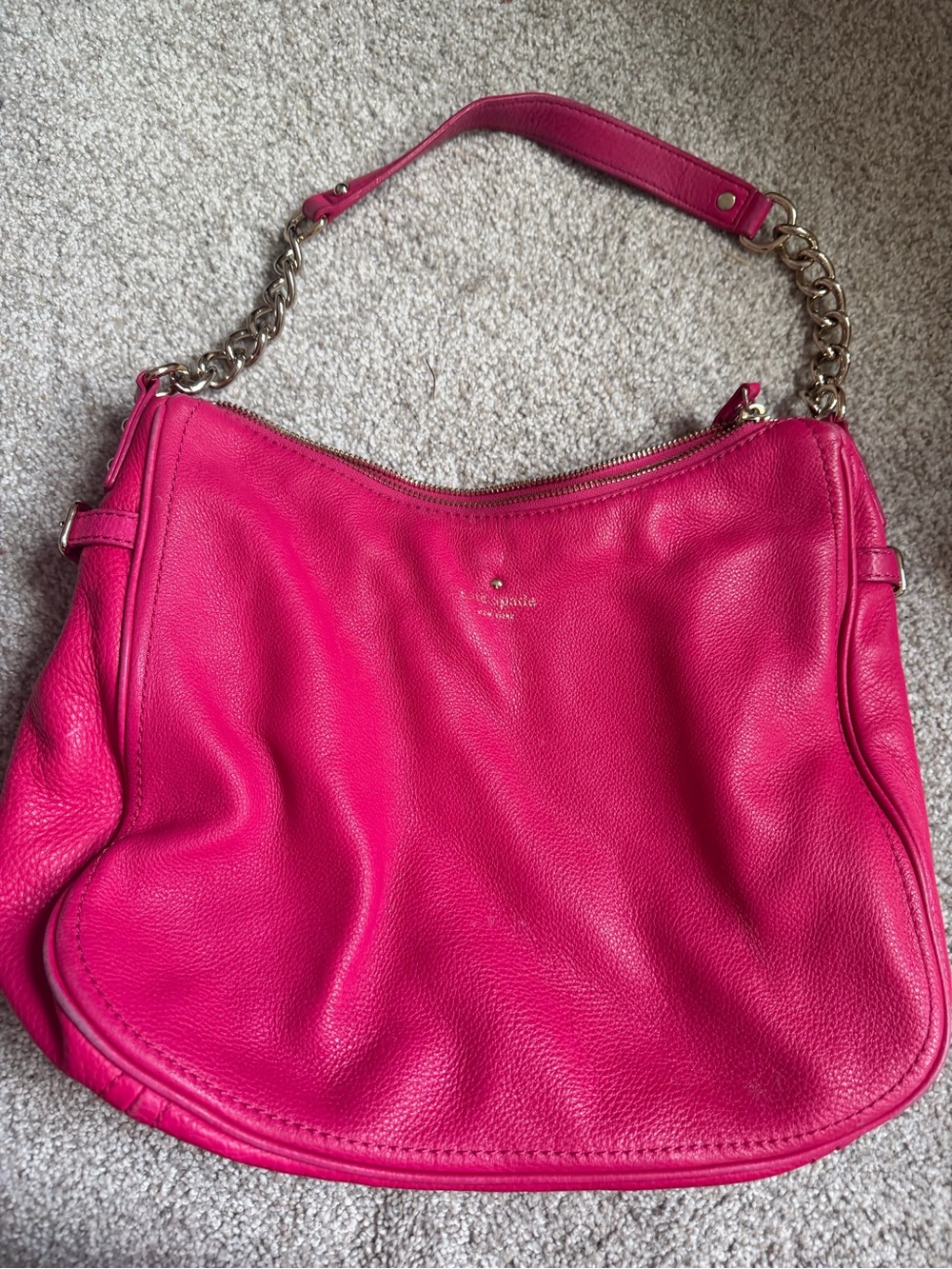 kate spade Hot Pink Pebbled Leather Chain-Handle Shoulder Bag